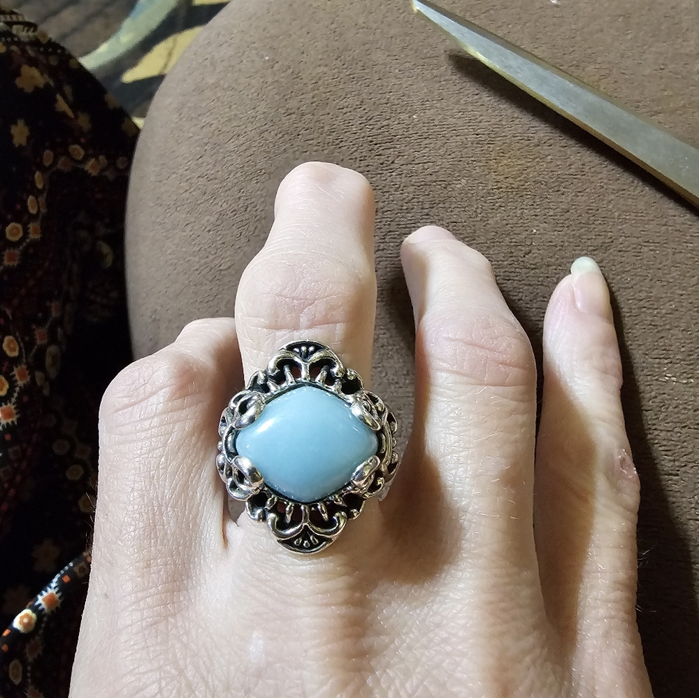 Carolyn Pollack Sterling Silver Amazonite Filigree Decorated Ring Sz 7! - Picture 4 of 5